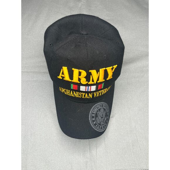 U.S. Warriors Army Afghanistan Veteran Hat - Black Embroidered Baseball Cap - Picture 1 of 4